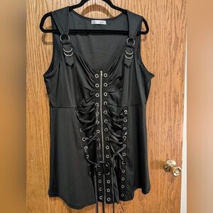 2x Rose Gal Black Sleeveless Top